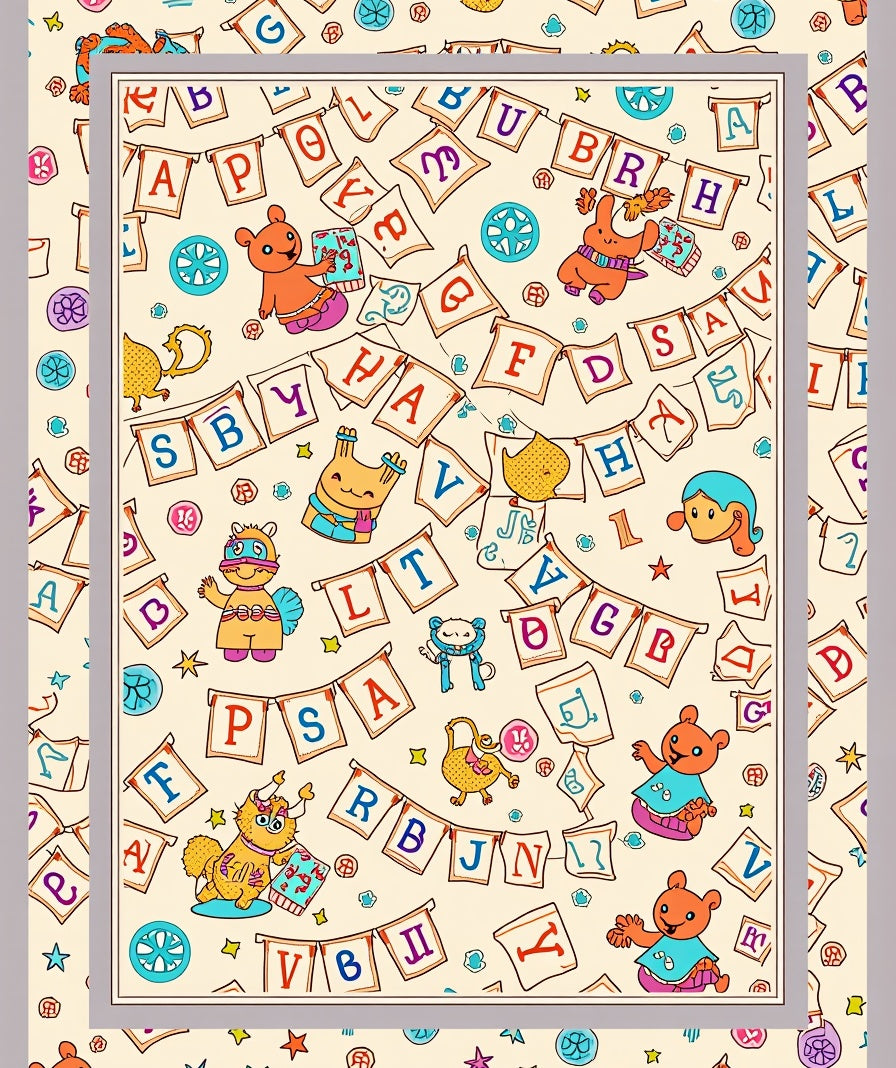 Playful Animals Alphabet Bunting Rug