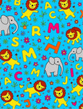 Whimsical Lion Elephant Alphabet Blue Rug