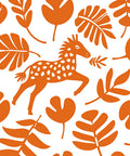Orange Abstract Giraffe Foliage Rug