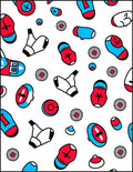 Red Blue Whimsical Sock Roundels Rug