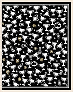 Black Trophy And Star Scatter Rug