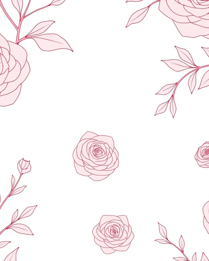 Pale Pink Rose Outline Art Rug