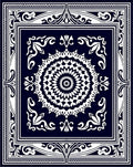 Navy White Intricate Mandala Border Rug