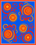 Retro Orange Floral Swirl Rug