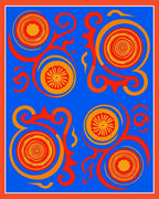 Retro Orange Floral Swirl Rug