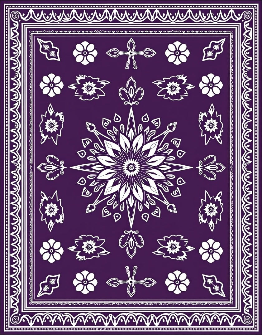 Deep Plum Floral Star Medallion Rug