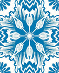 Bold Blue Sunburst Floral Medallion Rug