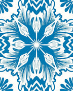 Bold Blue Sunburst Floral Medallion Rug
