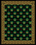 Rich Green Floral Medallion Bordered Rug