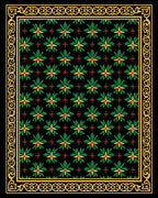 Rich Green Floral Medallion Bordered Rug