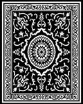 Black White Ornamental Scrollwork Rug