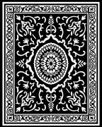 Black White Ornamental Scrollwork Rug