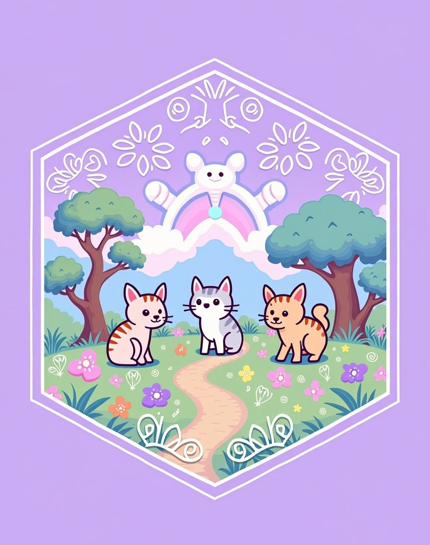 Cute Kawaii Cats Garden Landscape Rug