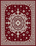 Deep Red Floral Medallion Bordered Rug
