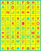 Vibrant Alphabet Grid Graphic Rug