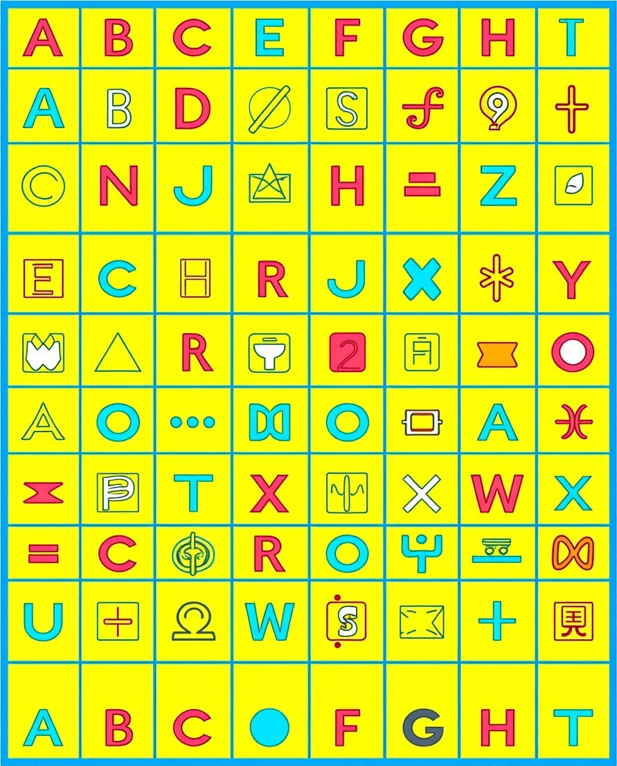 Vibrant Alphabet Grid Graphic Rug