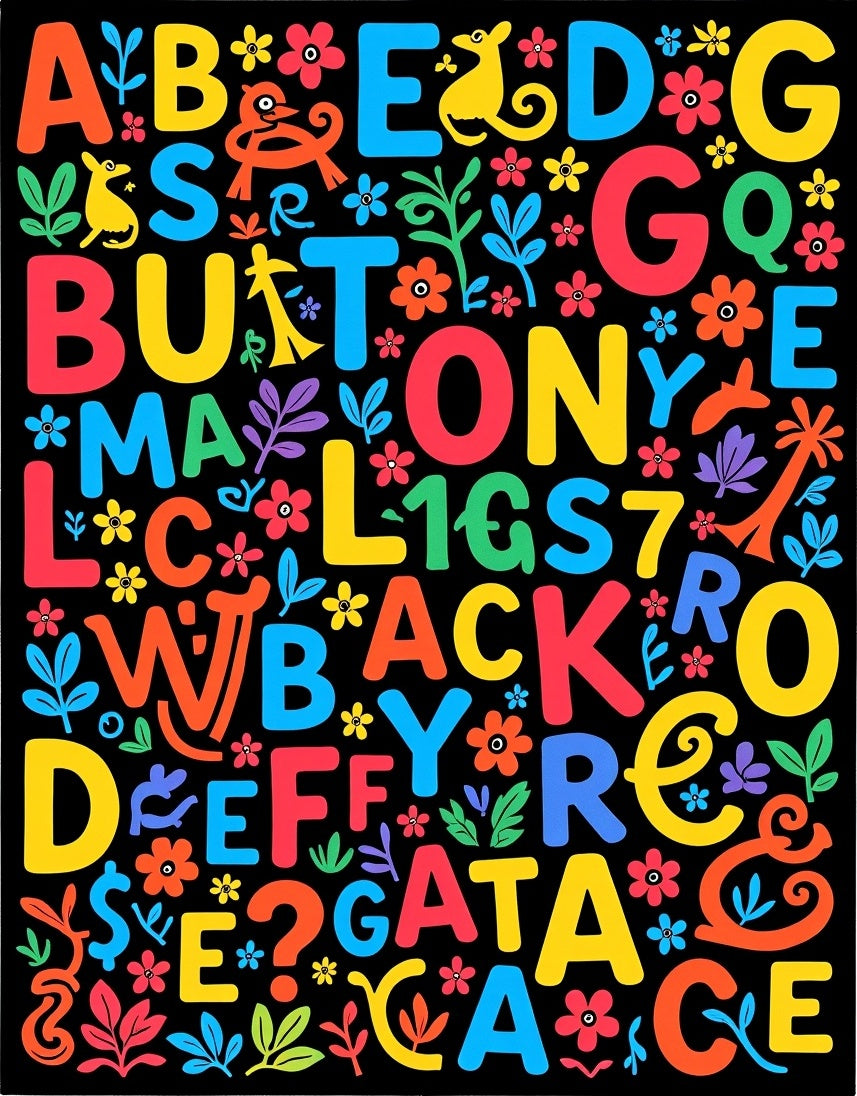 Colorful Alphabet Flowers and Animals Rug