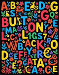 Colorful Alphabet Flowers and Animals Rug