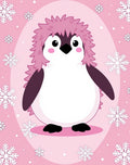 Cute Pink Penguin Snowflakes Background Rug