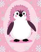 Cute Pink Penguin Snowflakes Background Rug