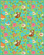 Green Whimsical Creature Floral Garden Rug