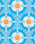 Azure Sunburst Geometric Art Rug