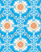 Azure Sunburst Geometric Art Rug