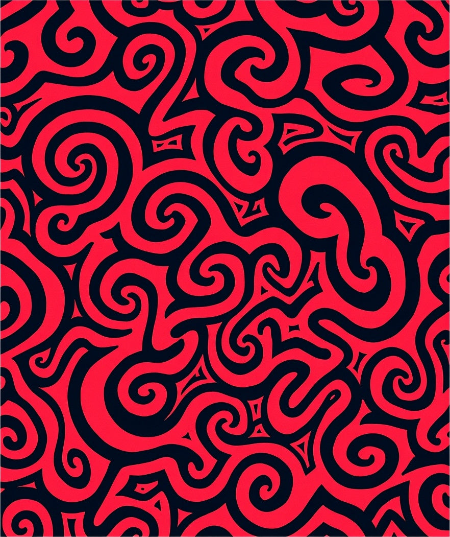 Crimson Swirl Abstract Art Rug