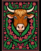 Brown Bull Pink Floral Garden Border Rug