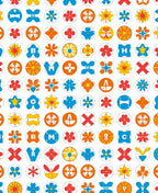 Colorful Retro Circle Floral Medley Rug