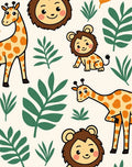Cute Giraffes Lions Jungle Leaves Rug
