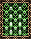 Gothic Scull Lime Green Chain Border Rug