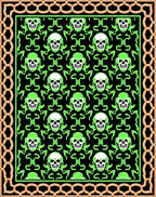 Gothic Scull Lime Green Chain Border Rug