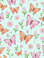 Whimsical Pink Orange Butterfly Garden Rug