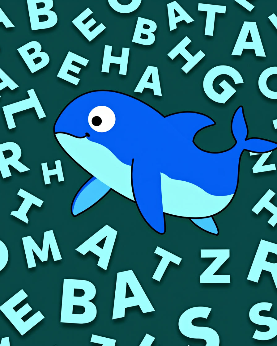 Blue Happy Dolphin Alphabet Shower Rug