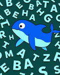 Blue Happy Dolphin Alphabet Shower Rug