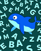 Blue Happy Dolphin Alphabet Shower Rug