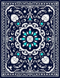 Deep Blue Cyan Starburst Medallion Rug