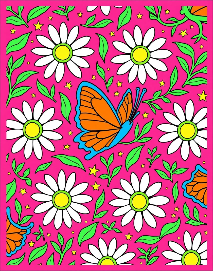 Vibrant Butterfly Daisy Garden Rug