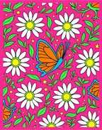 Vibrant Butterfly Daisy Garden Rug