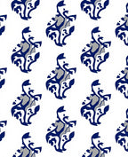Navy Blue and Gray Stylized S-Scrolls Rug