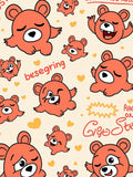Orange Bear Hearts Repeating Rug