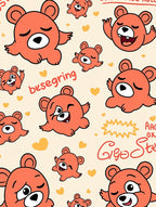 Orange Bear Hearts Repeating Rug