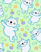 Playful White Kittens Purple Beets Fish Rug