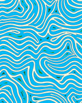 Curving White Aqua Organic Lines Rug