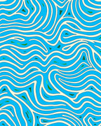 Curving White Aqua Organic Lines Rug