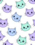 Cute Pastel Cat Faces Repeat Rug