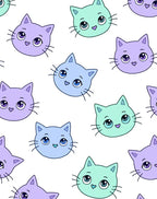 Cute Pastel Cat Faces Repeat Rug