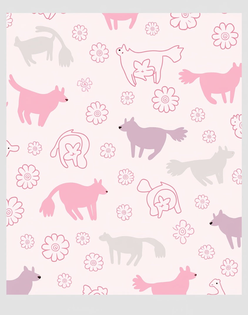 Pink and Purple Petal Puppy Patch Rug