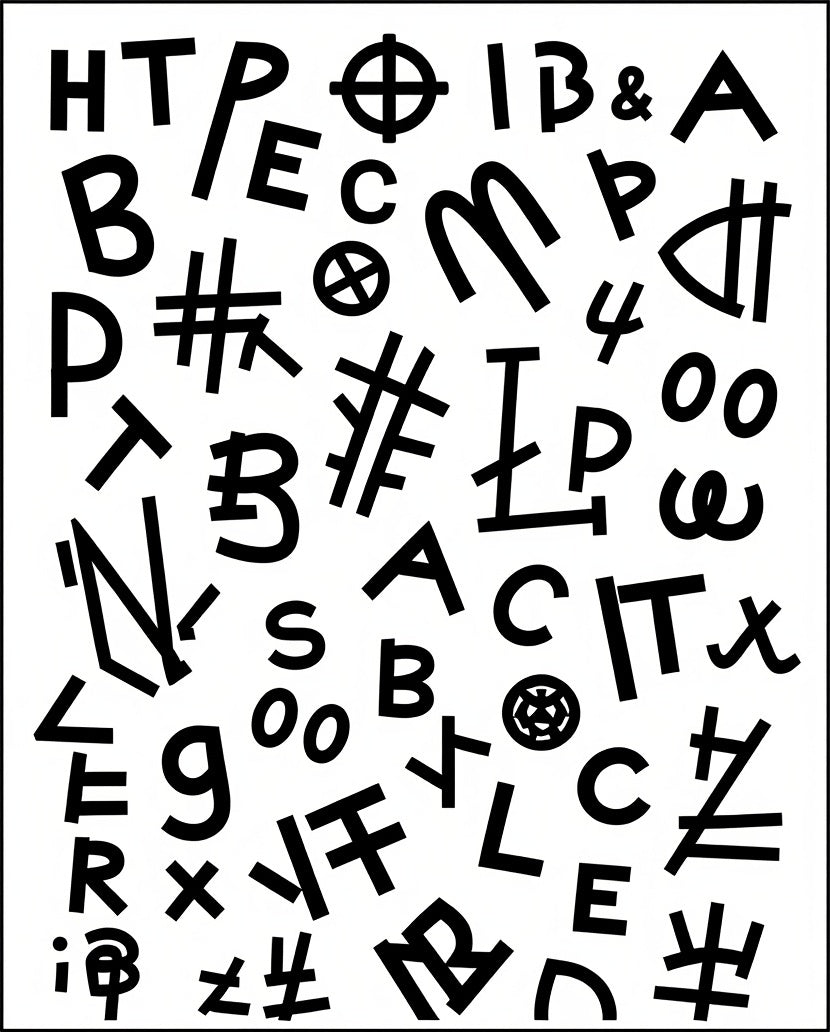 Black Alphabet Collage Graphic Rug